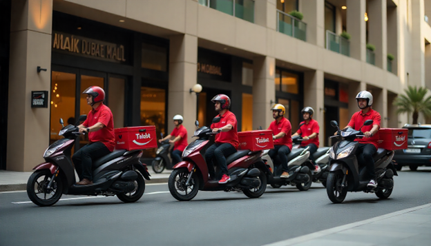 Al Baik Dubai delivery riders collecting orders