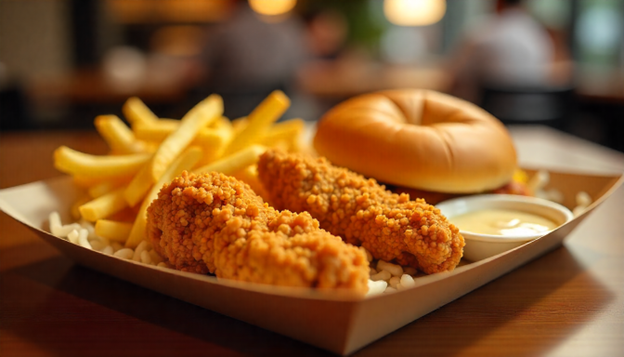 Albaik Dubai menu chicken combo meal with fries and bun