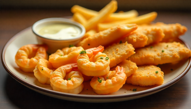 Al Baik Dubai seafood meal with shrimp and fish fillet