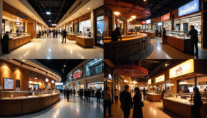 Collage showing Abu Dhabi branch scenes and map pins for Al Wahda, Dalma Mall, Hamdan Street and festival locations
