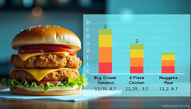 Nutrition infographic showing albaik menu calories for top items.