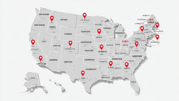 Map showing Albaik fish fillet burger availability in the USA