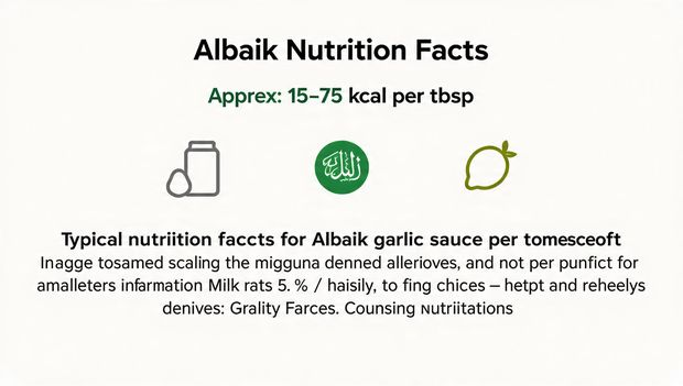 Garlic sauce nutrition label showing calories and fat content.