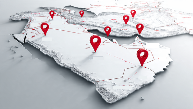 Map showing Albaik restaurant locations across Saudi Arabia and Gulf region