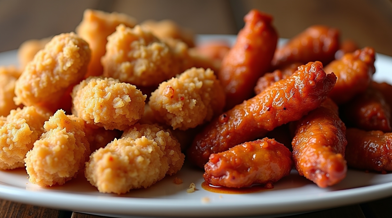 Regular and spicy Albaik chicken comparison.