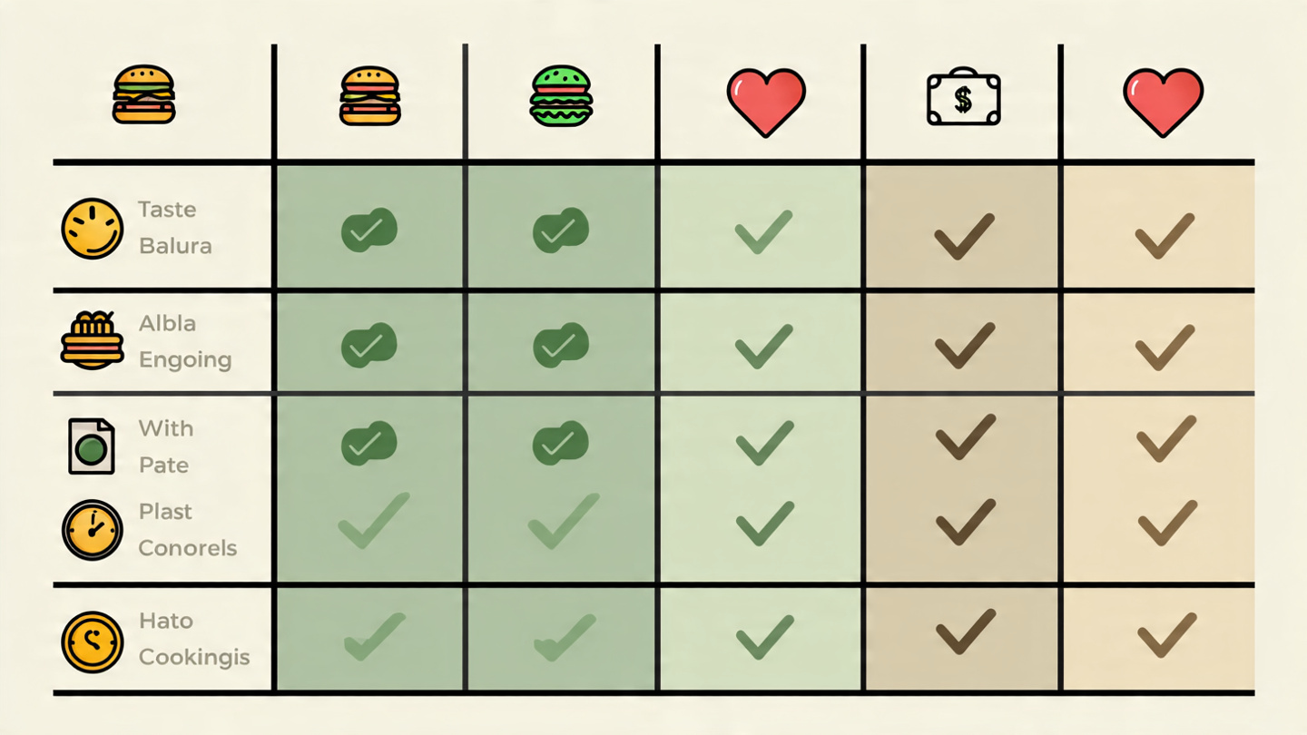 Visual chart comparing Albaik Big Baik vs homemade for taste, calorie, and cost