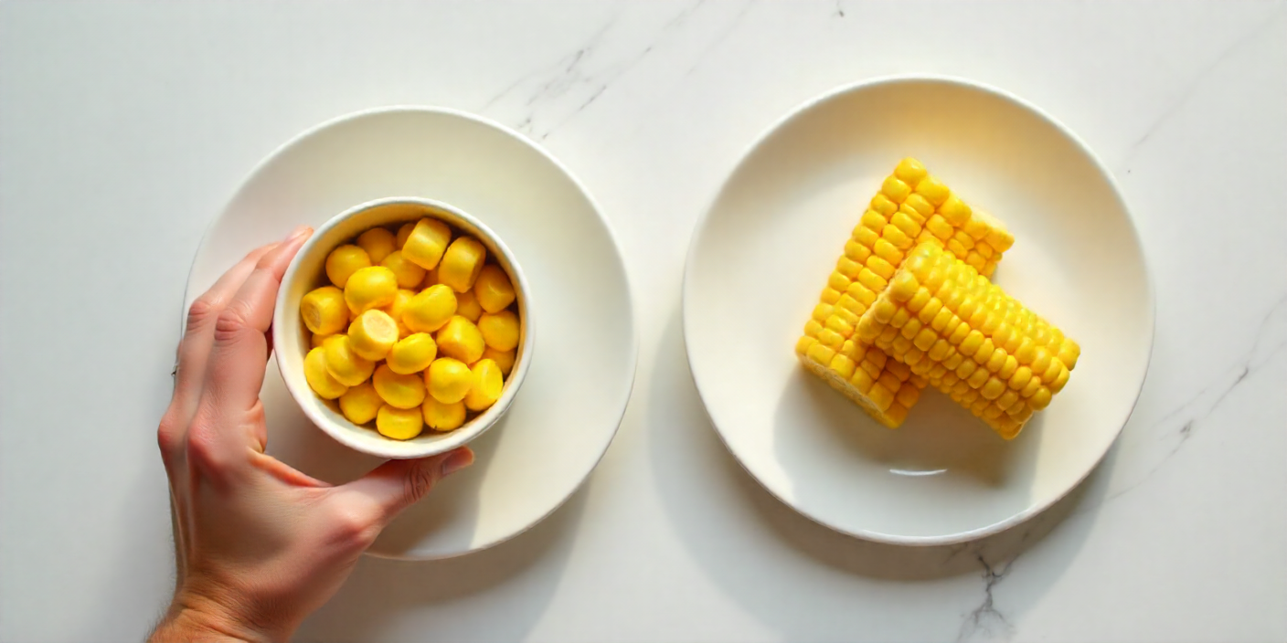 Corn cup and corn on the cob with different portion sizes