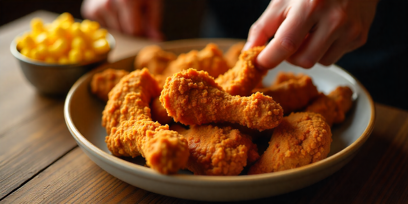 Corn side served with fried chicken meal