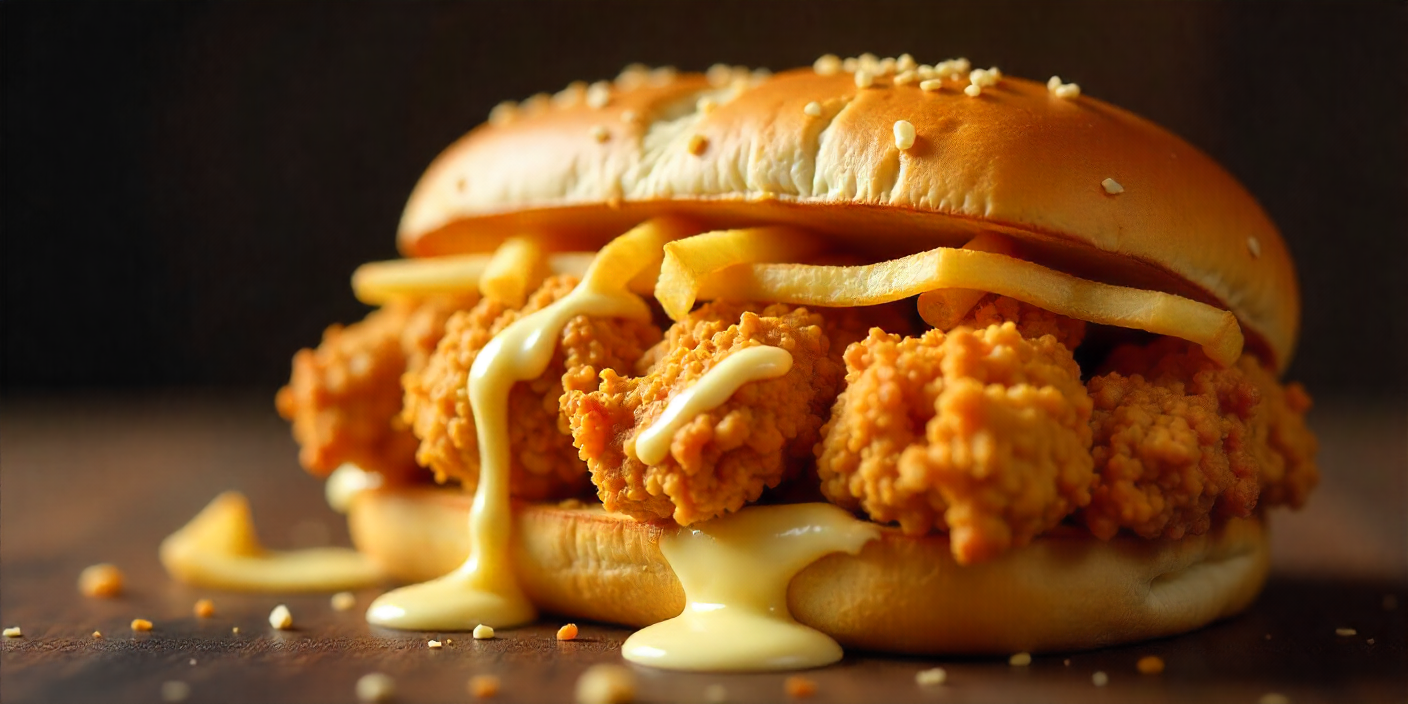 The Loaded Popper Fries Sandwich: Crunchy chicken and crispy fries in one bite.