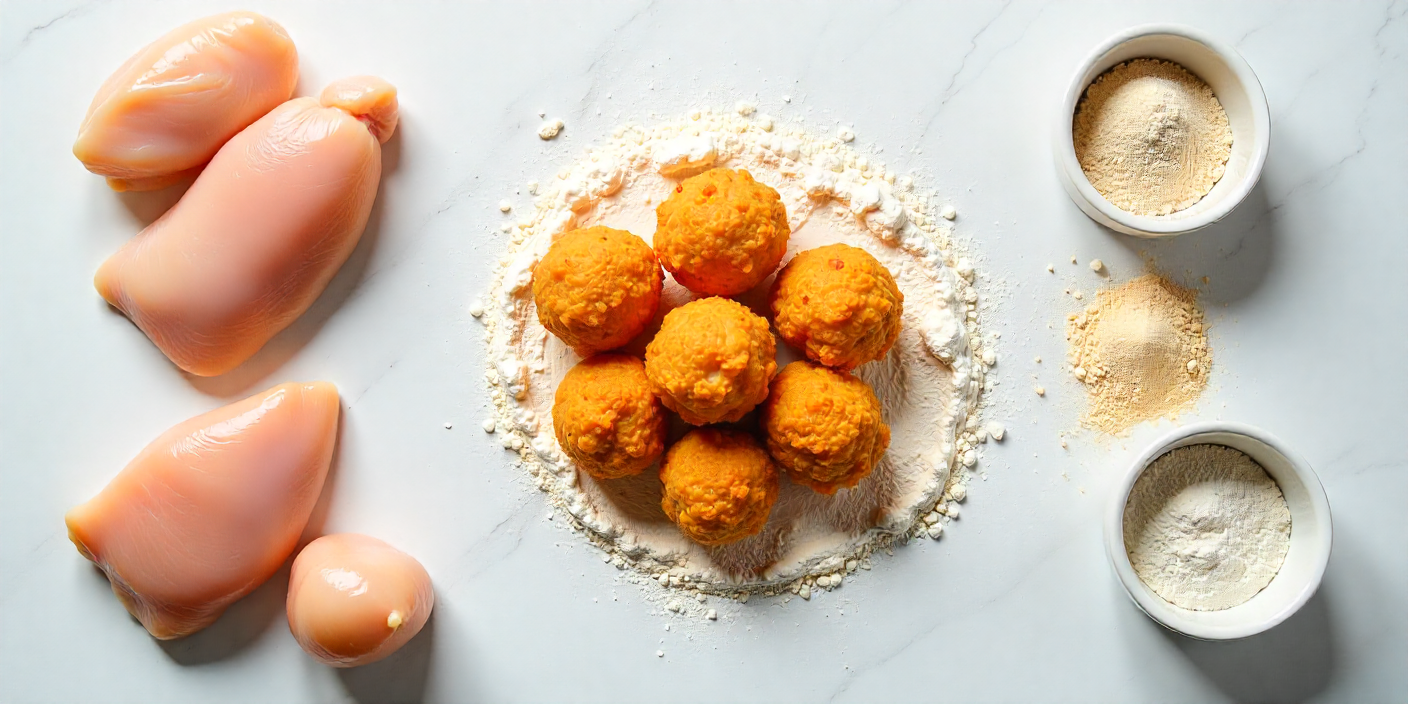 A clean breakdown of common nugget ingredients in visual form.