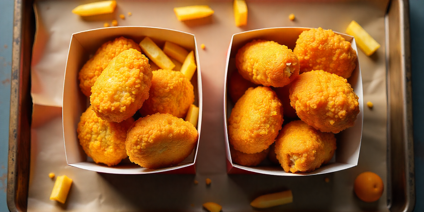 Albaik nugget portion size comparison showing the visual difference between 7 and 10 pieces.