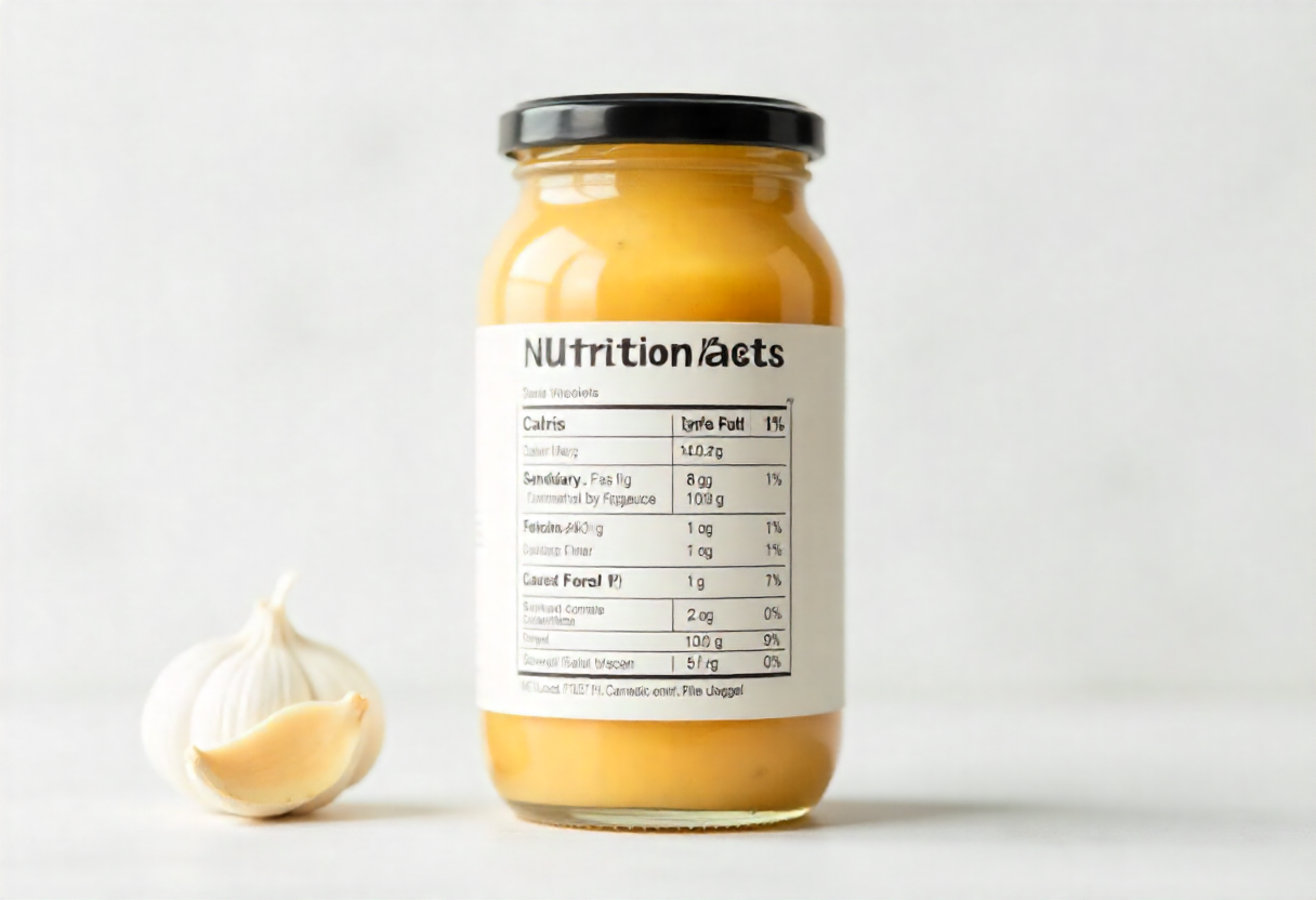 Nutrition facts table for Albaik garlic sauce