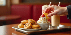 Albaik dessert menu with Maamoul cookies ice cream and shakes in a Saudi Albaik restaurant