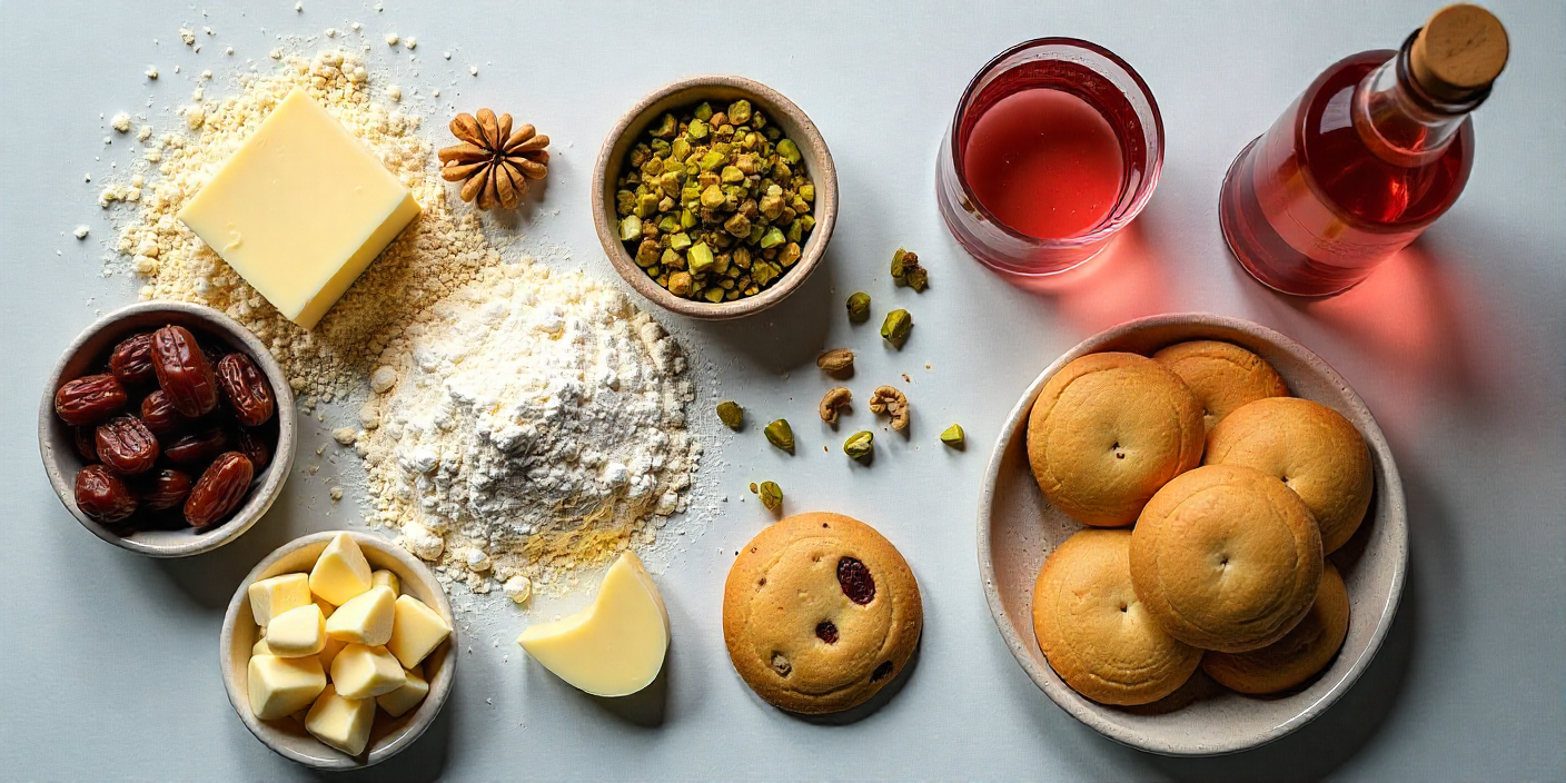 Albaik dessert menu baked pastries and Maamoul on tray in Saudi restaurant