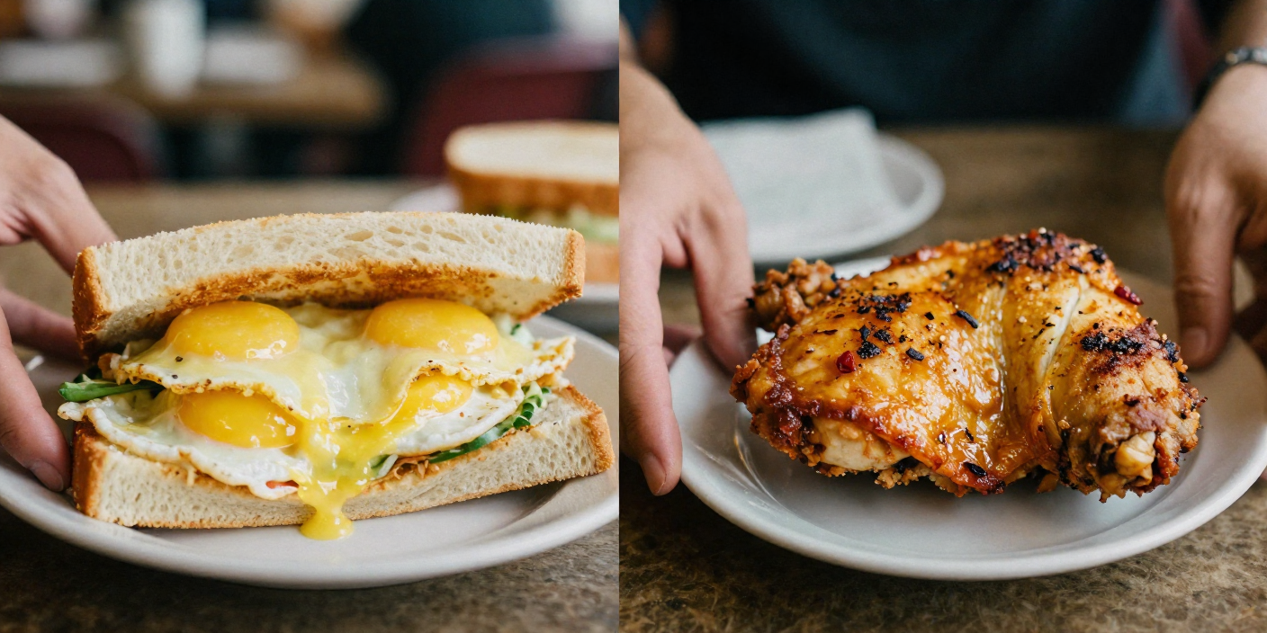 Albaik breakfast menu 2026 compared with regular menu items on one table