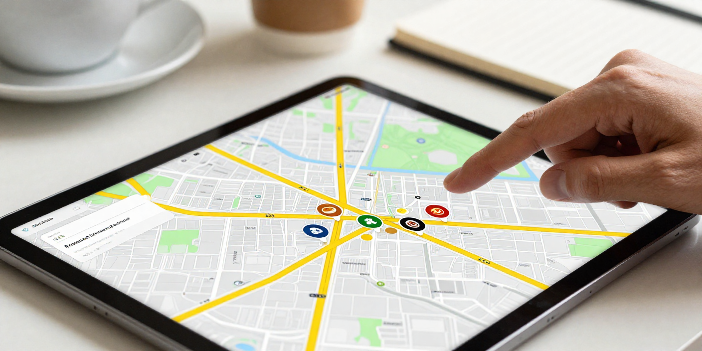 “Google Maps style screen showing live traffic and Albaik Near Me branches in Jeddah and Riyadh”