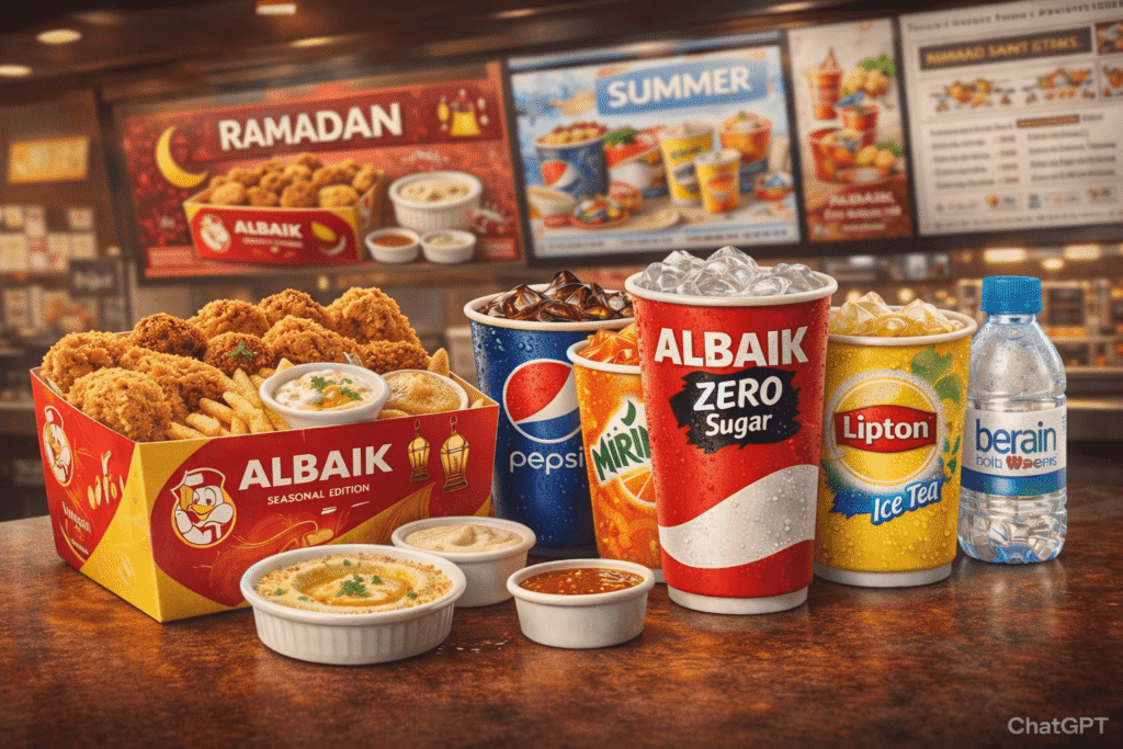 Albaik Seasonal Menu 2026 limited time menu items display