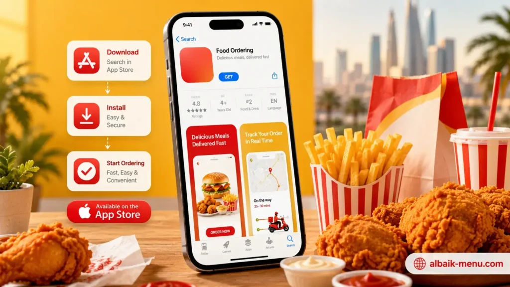 Albaik App download on iPhone using App Store setup in Saudi Arabia