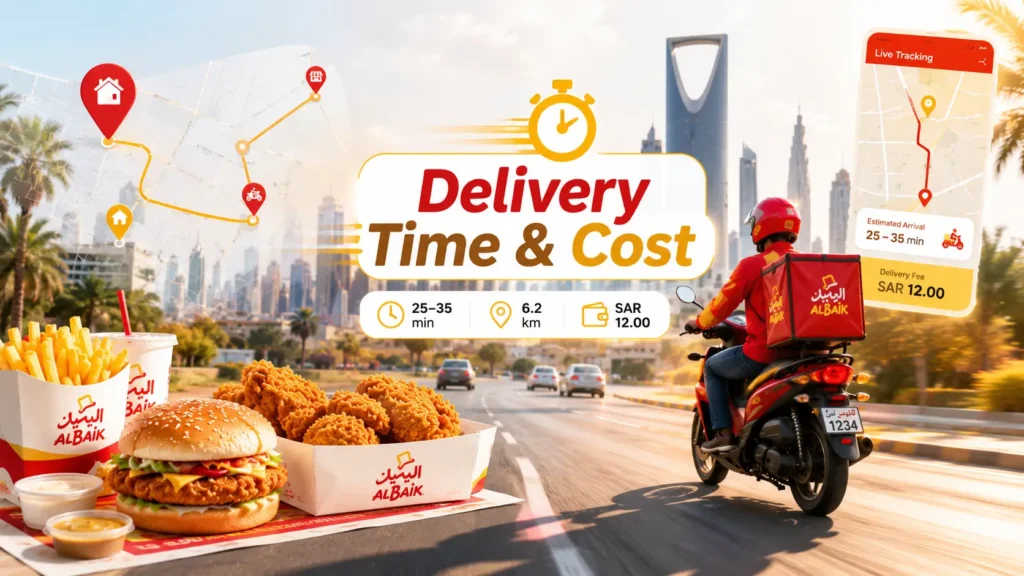 Albaik delivery fees radius and delivery times in Saudi Arabia