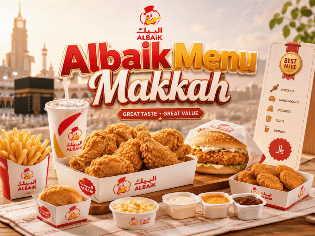 AlbaikMenu Makkah food value and Albaik Makkah prices guide with broast, nuggets, and sides