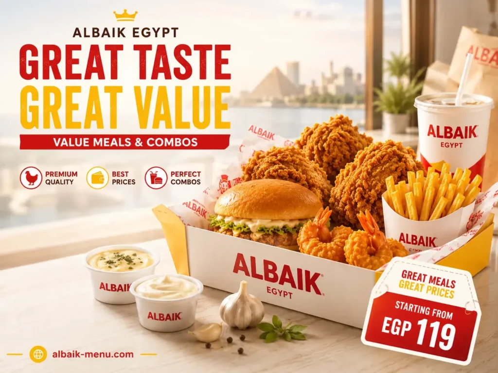 Albaik Egypt menu prices and value meals with chicken, broast, sauce, and combo offers