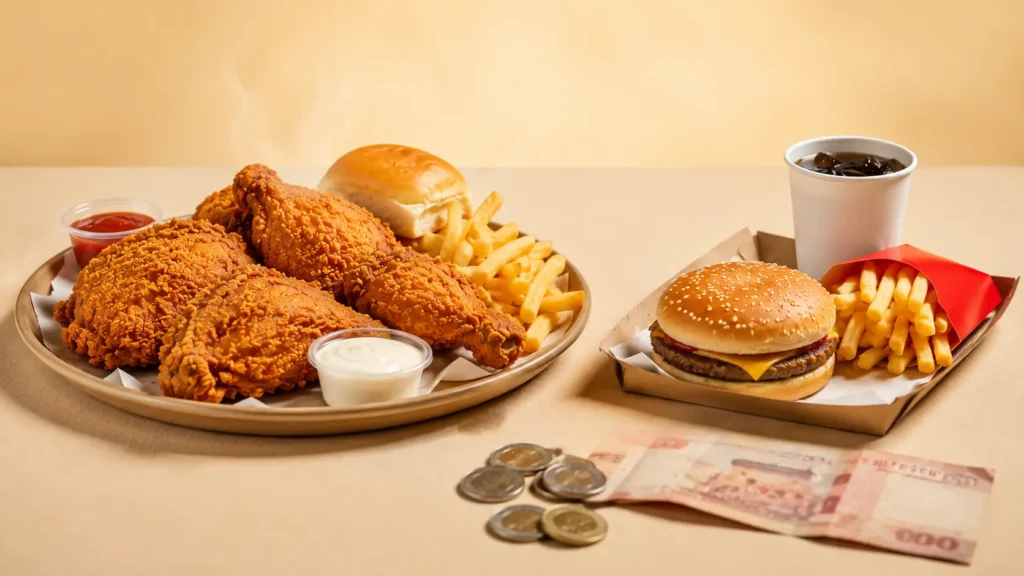 : Albaik vs McDonald's price comparison in Saudi riyal showing affordable meal value