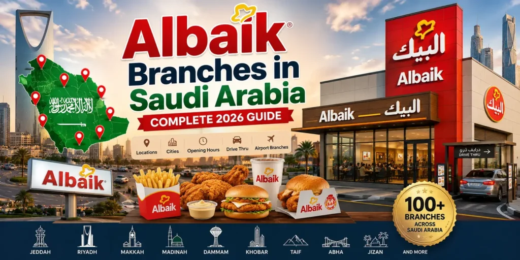 Albaik Branches in Saudi Arabia 2026, major city locations, branch map, drive thru, and airport locations