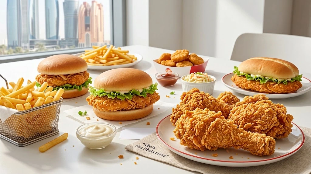 Albaik Abu Dhabi menu chicken meals and burger choices