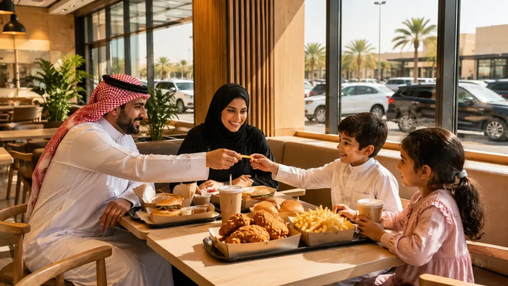 Albaik Branches in Saudi Arabia family dining experience with seating parking and takeaway