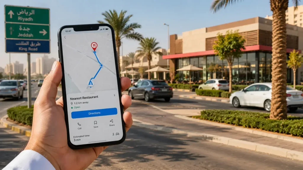 Albaik Branches in Saudi Arabia near me with smartphone map and nearby restaurant location