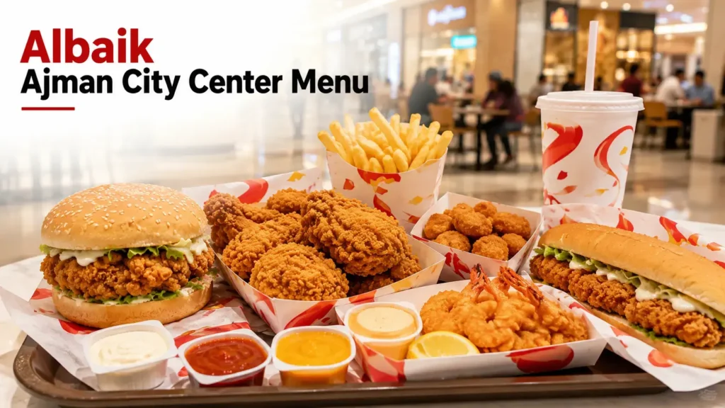 Albaik Ajman City Center Menu with popular chicken meals and burgers