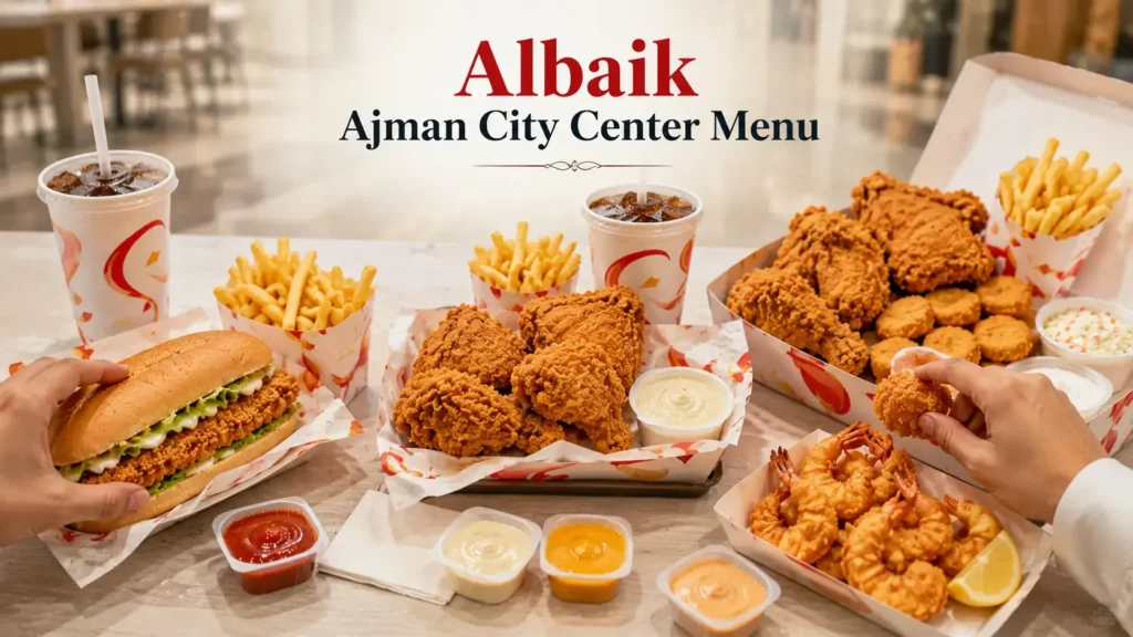 Albaik Ajman City Center Menu choices for solo, family and seafood meals